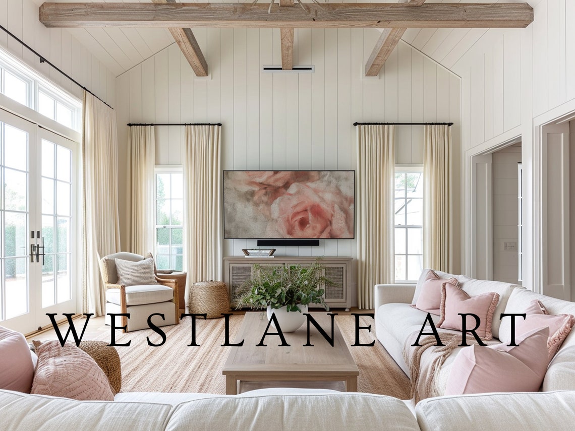 Soft Pink Roses Close Up Blush Floral Bouquet Painting Poster - Image 2