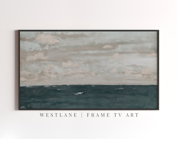 Moody Coastal Ocean Waves Dark Seascape Cloudy Sky Art Poster