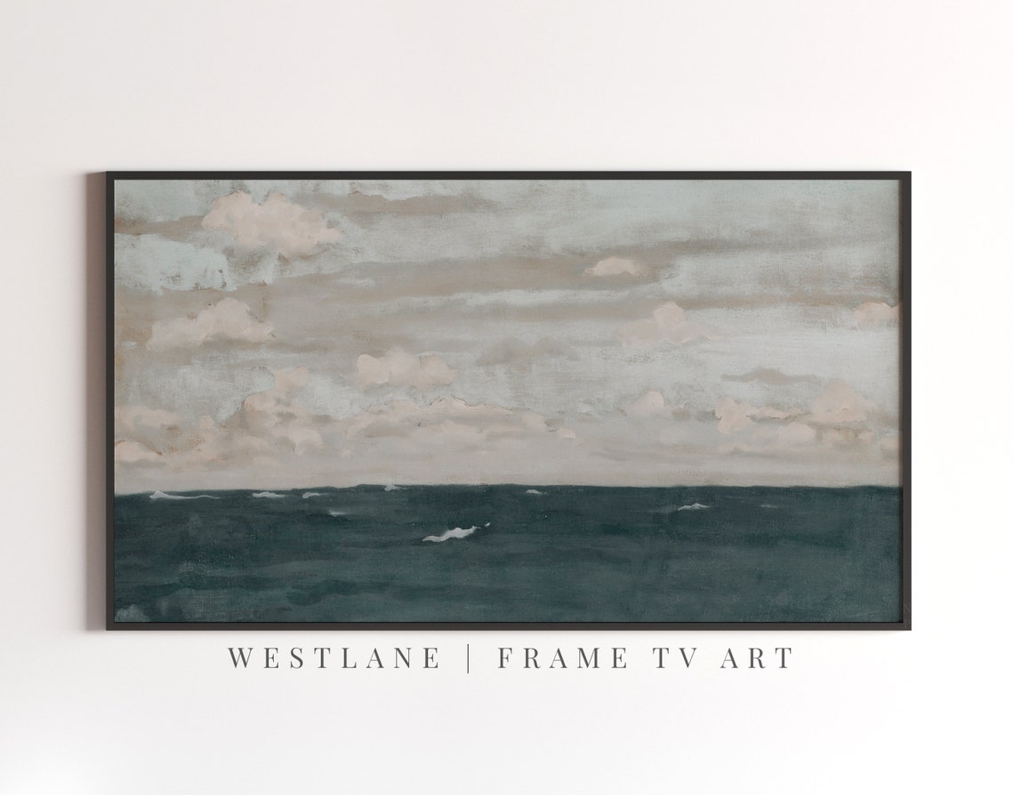 Moody Coastal Ocean Waves Dark Seascape Cloudy Sky Art Poster