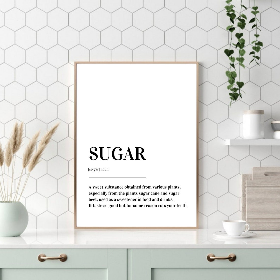 Sugar Definition Dictionary Style Typography Kitchen Quote Poster