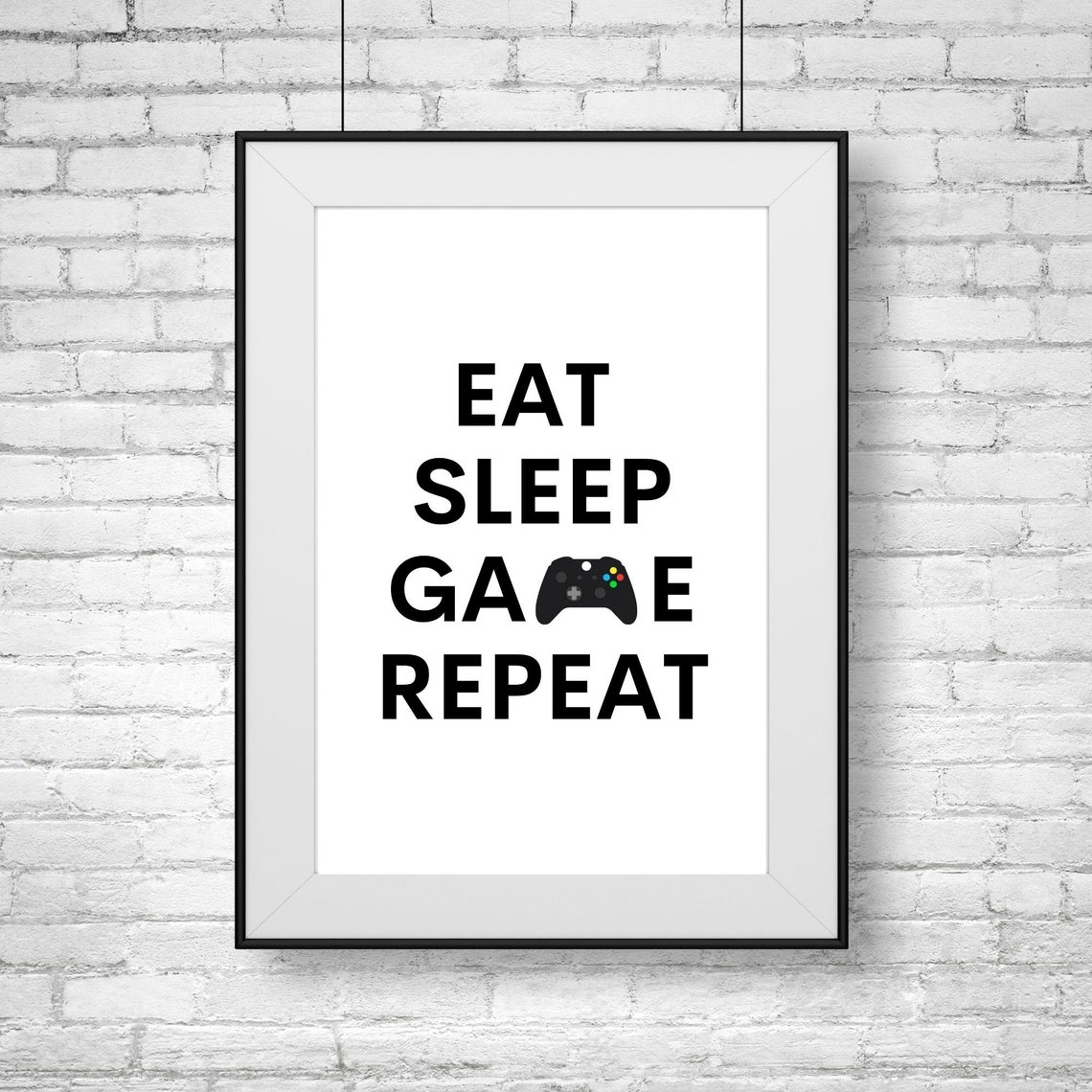 Eat Sleep Game Repeat Funny Gamer Controller Typography Poster