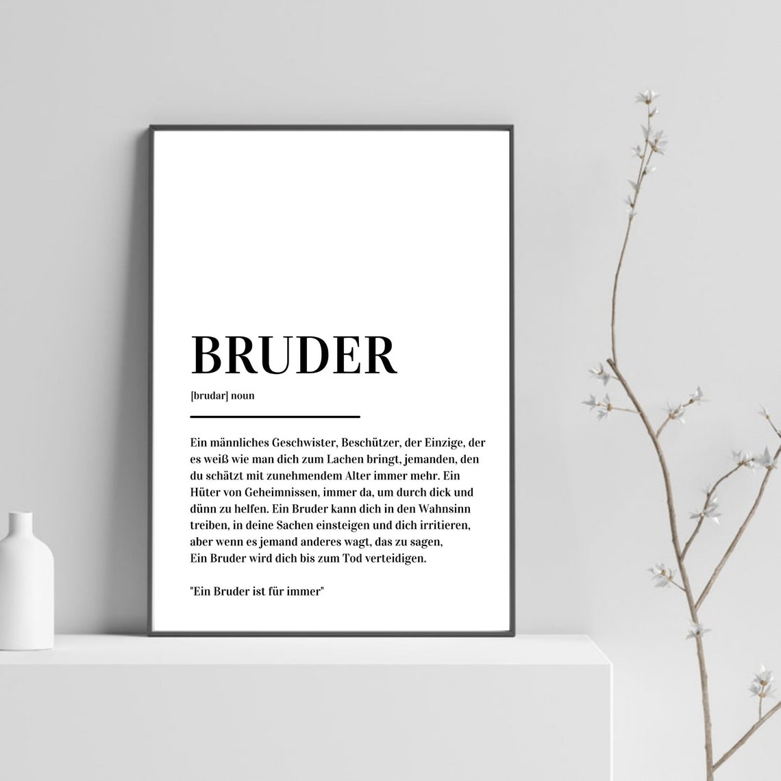 Bruder Definition German Brother Dictionary Family Bond Quote Poster