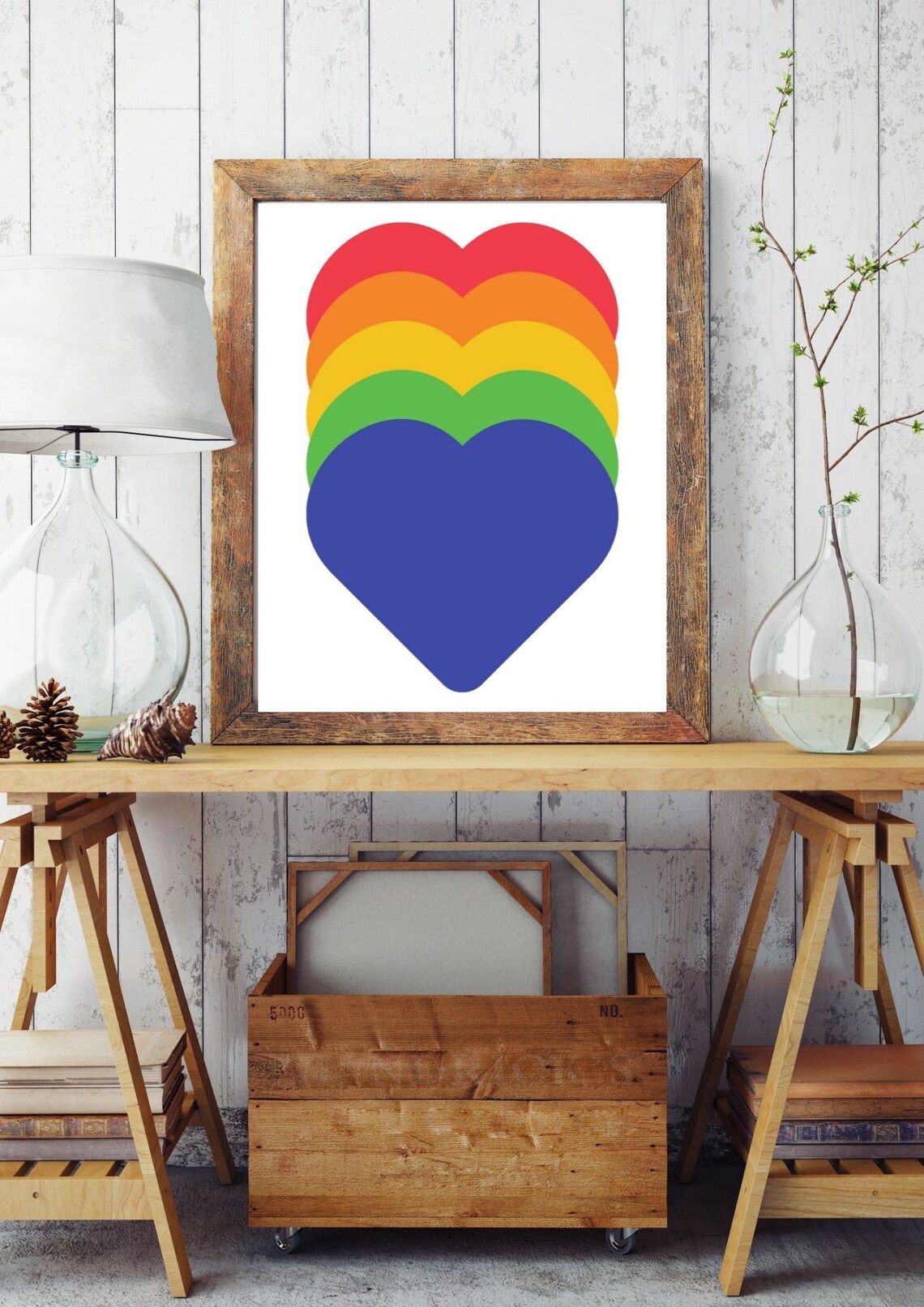 Rainbow Layered Hearts LGBTQ Pride Pop Colorful Modern Wall Art - Image 4