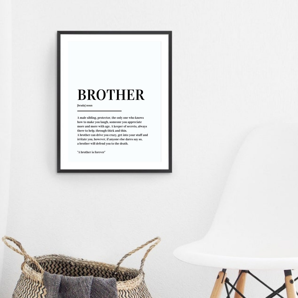 Brother Definition Gift Sibling Protector Minimalist Typography Poster - Image 3