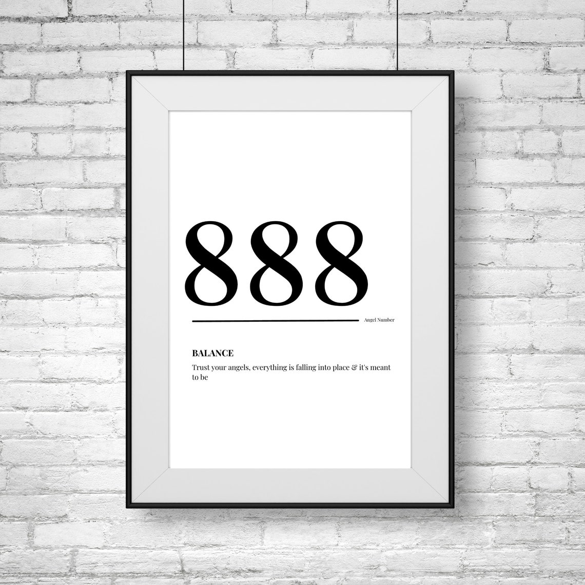 888 Angel Number Balance Meaning Minimalist Spiritual Poster - Image 2