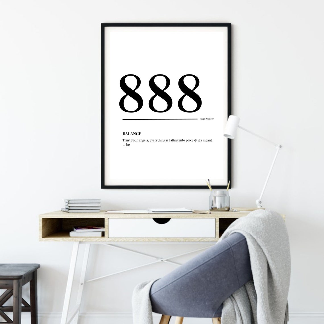 888 Angel Number Balance Meaning Minimalist Spiritual Poster - Image 4