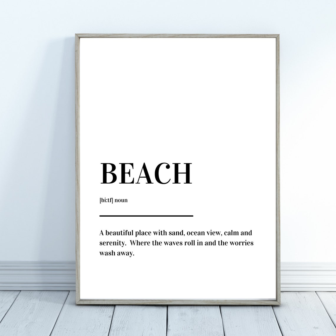 Beach Definition Calm Serene Ocean Waves Minimalist Typography Poster - Image 2