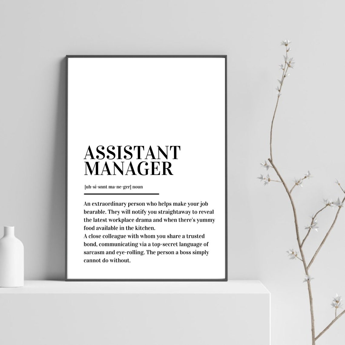 Assistant Manager Definition Coworker Gift Dictionary Style Poster