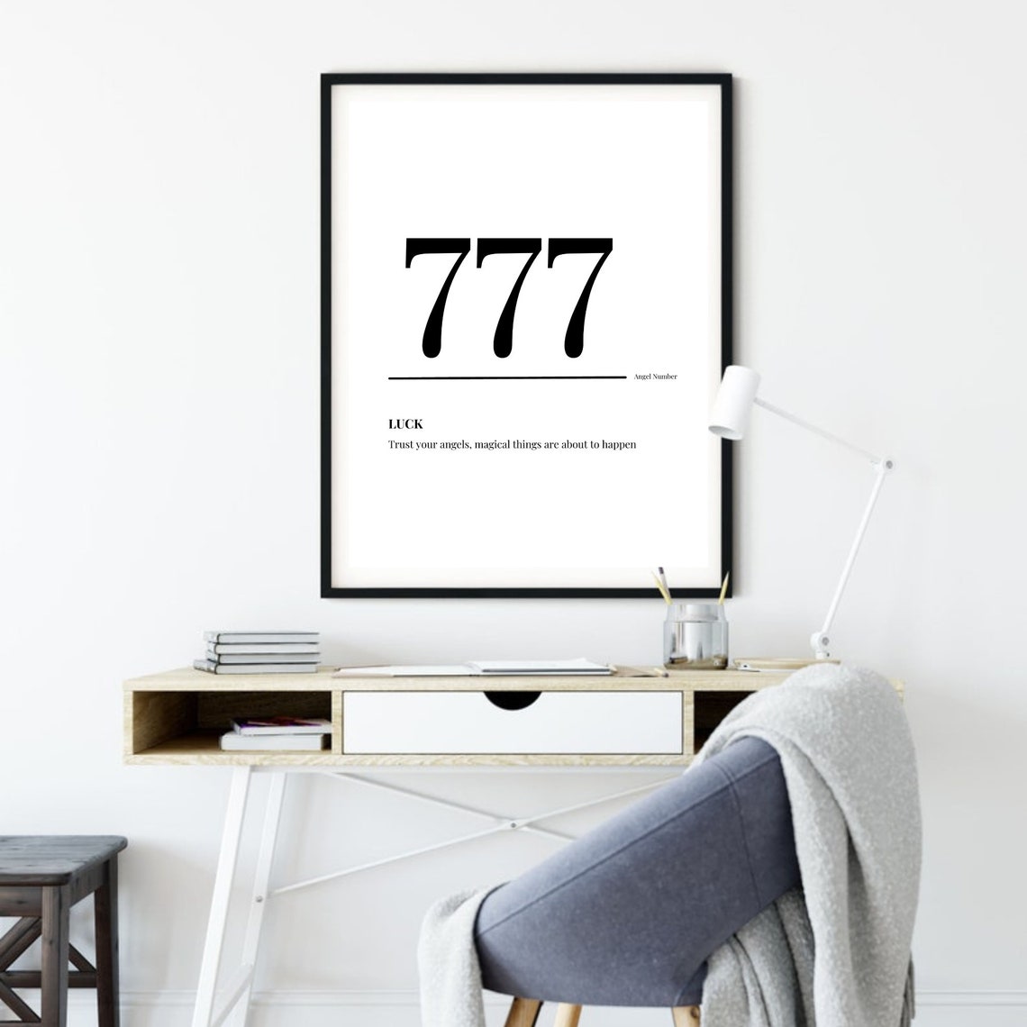 777 Angel Number Luck Meaning Minimalist Spiritual Decor Poster - Image 4