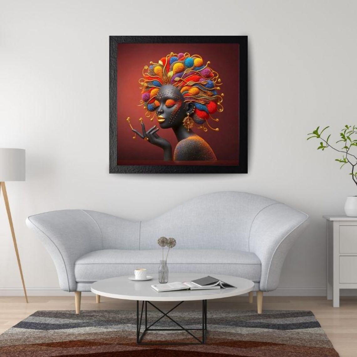 African Woman Wall Art Illstrasyon African Woman Wall Art Pdf Files Print Minimalist Wall Art Dowloadable Wall Art Ethnic Swirling - Image 2