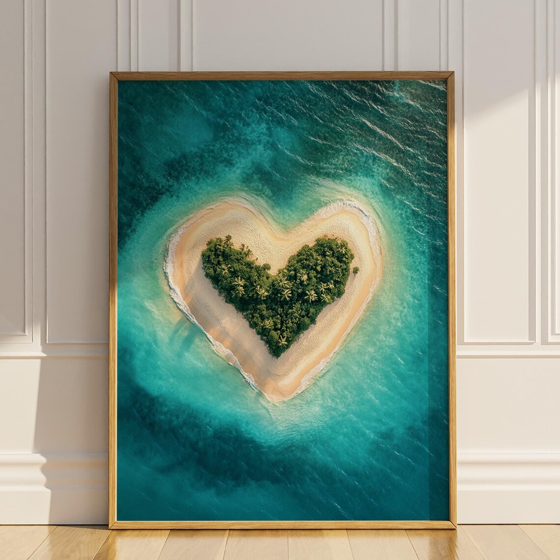 Heart Shaped Tropical Island Aerial Turquoise Ocean Love Poster