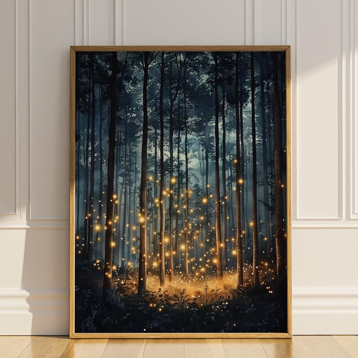 Enchanted Forest Wall Art Firefly Wall Decor Enchanting Glowing Fireflies Dark Maximalist Nature Artful Moody Home Decor Gift Matte Poster