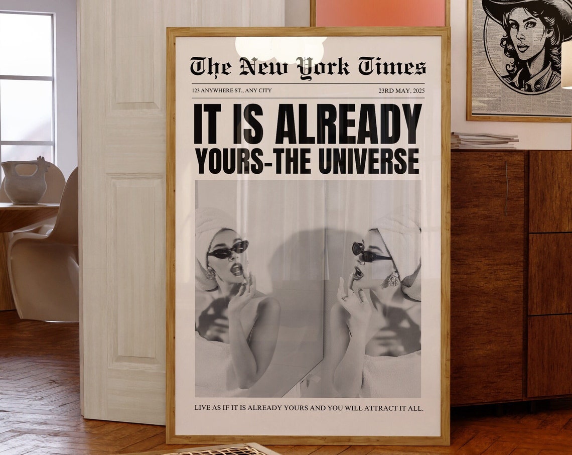 Manifestation Newspaper Quote Attract What You Want Wall Poster