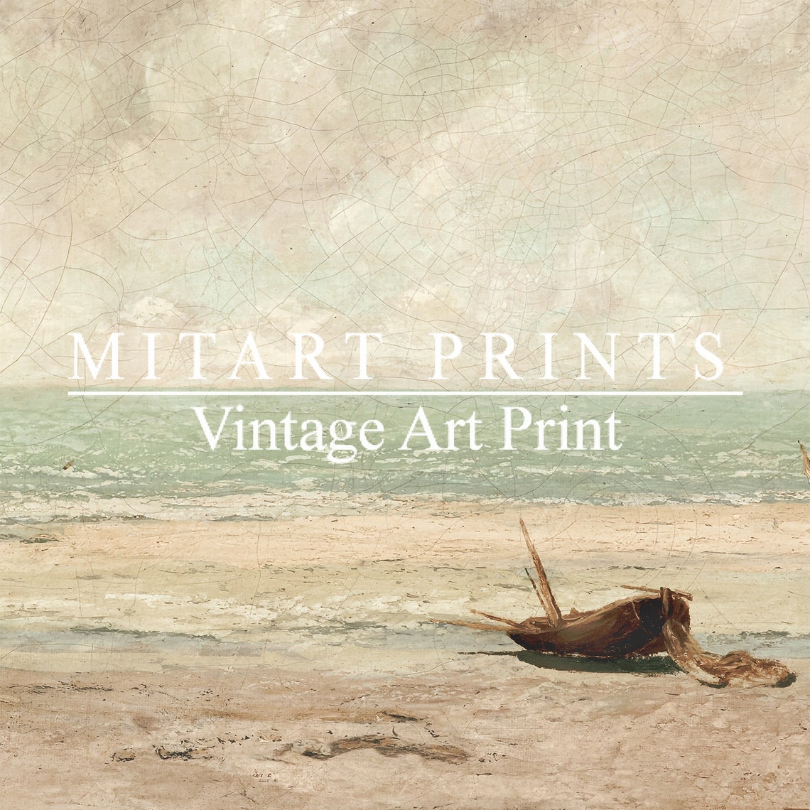 Vintage Coastal Painting Beach Landscape Painting Moody Seascape Print Vintage Seascape Painting Muted Coastal Print Art - Image 4