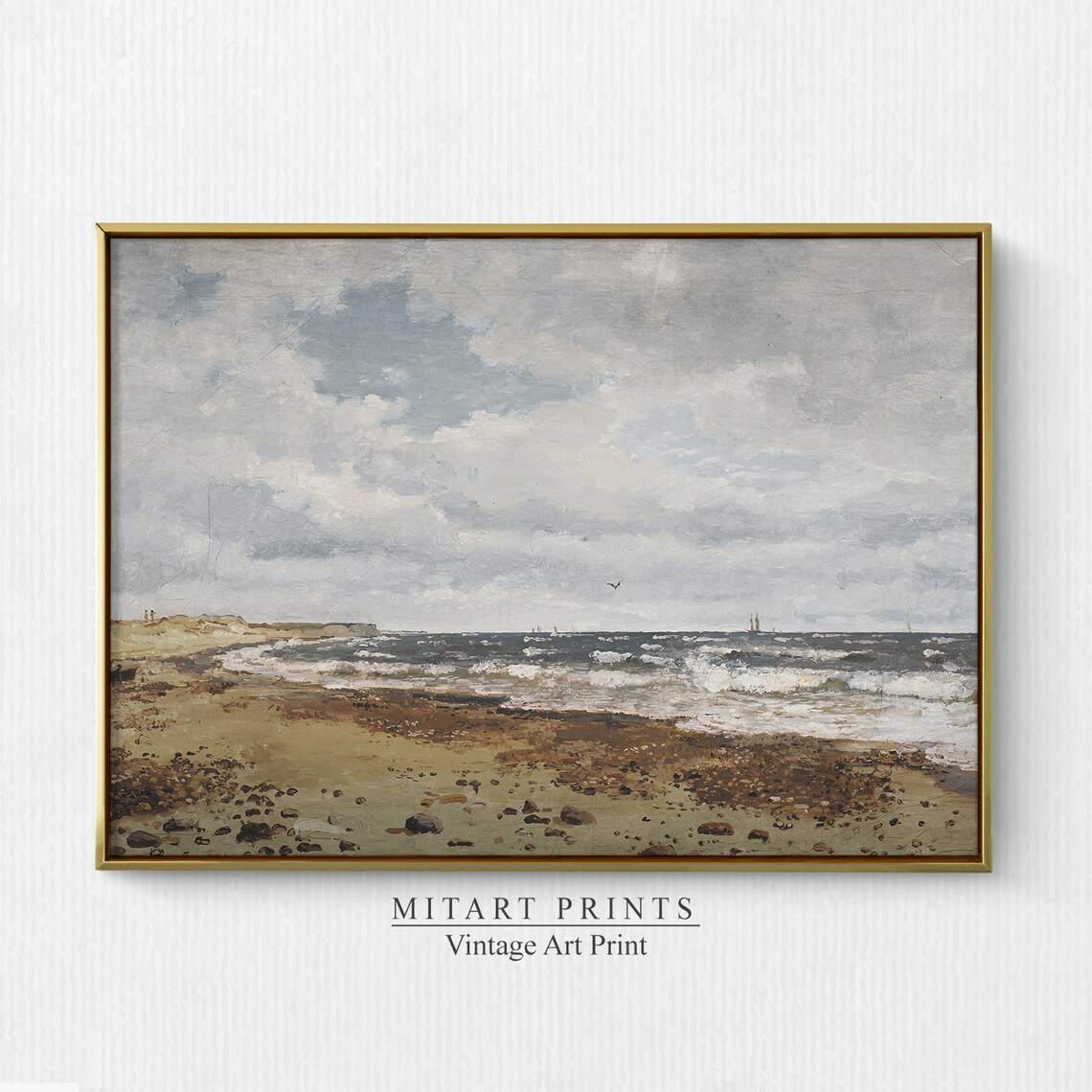 Vintage Coastal Seaside Painting Wall Art Print