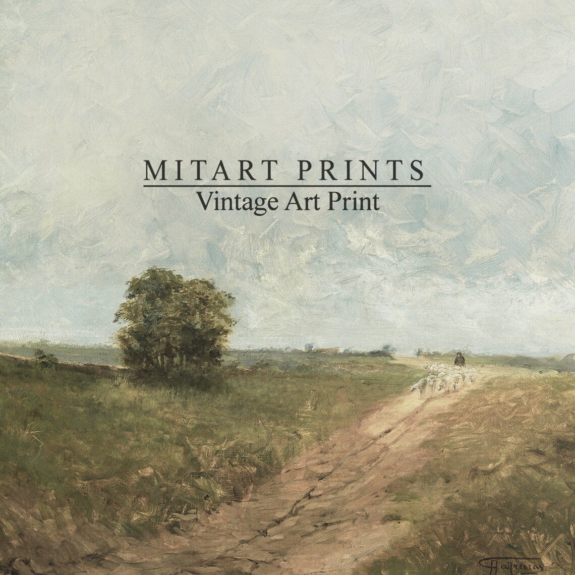 Country Vintage Landscape Art Print, Rustic Farmhouse - Image 3