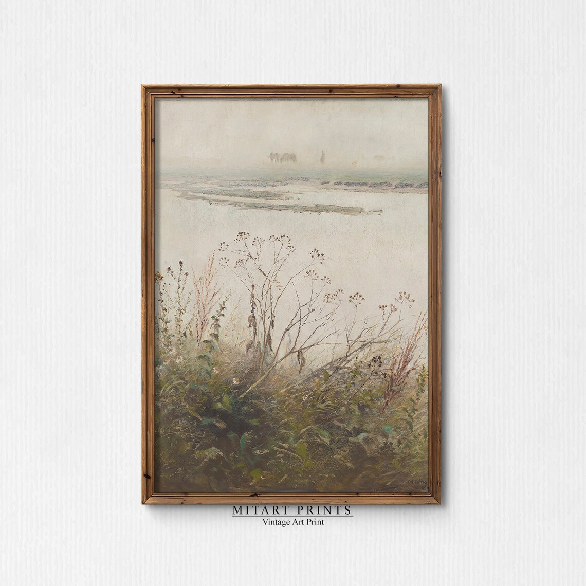 Vintage Botanical Seascape Landscape Art Print