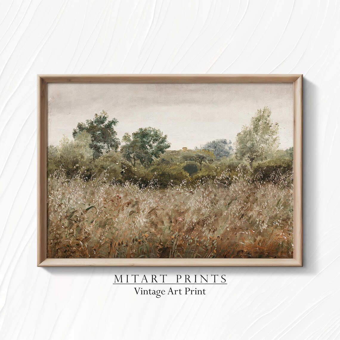 Vintage Wildflower Field Landscape Art Print