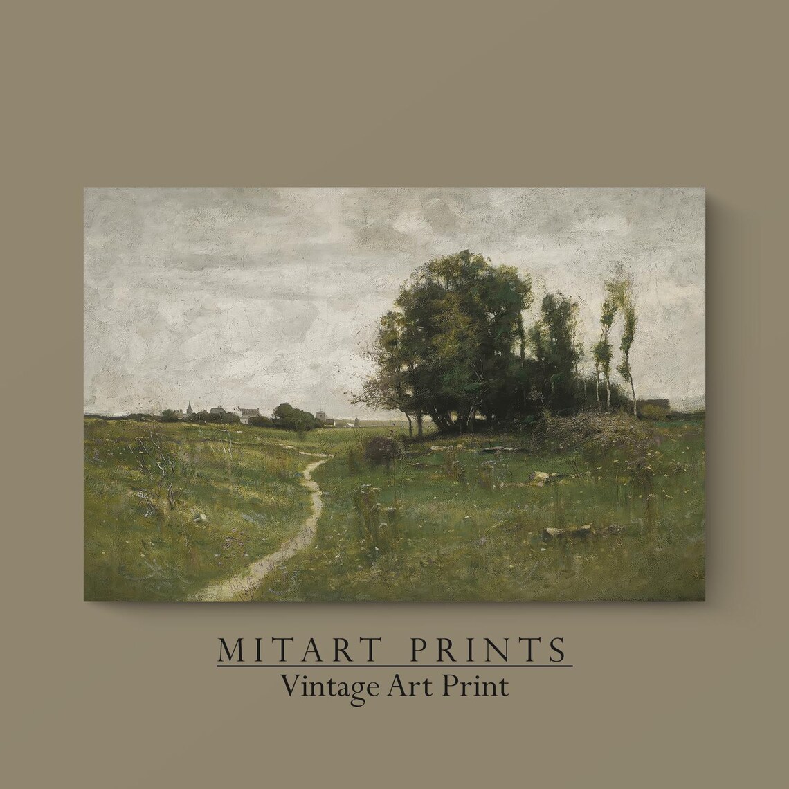 Countryside Landscape Vintage Green Field Art Print - Image 3