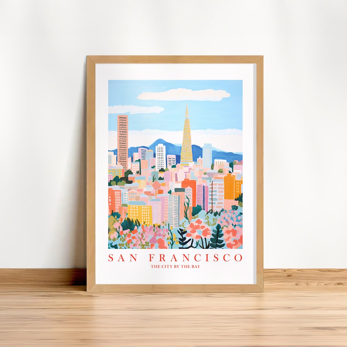 San Francisco The City by the Bay Pastel Skyline Travel Poster