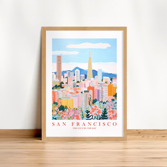 San Francisco The City by the Bay Pastel Skyline Travel Poster