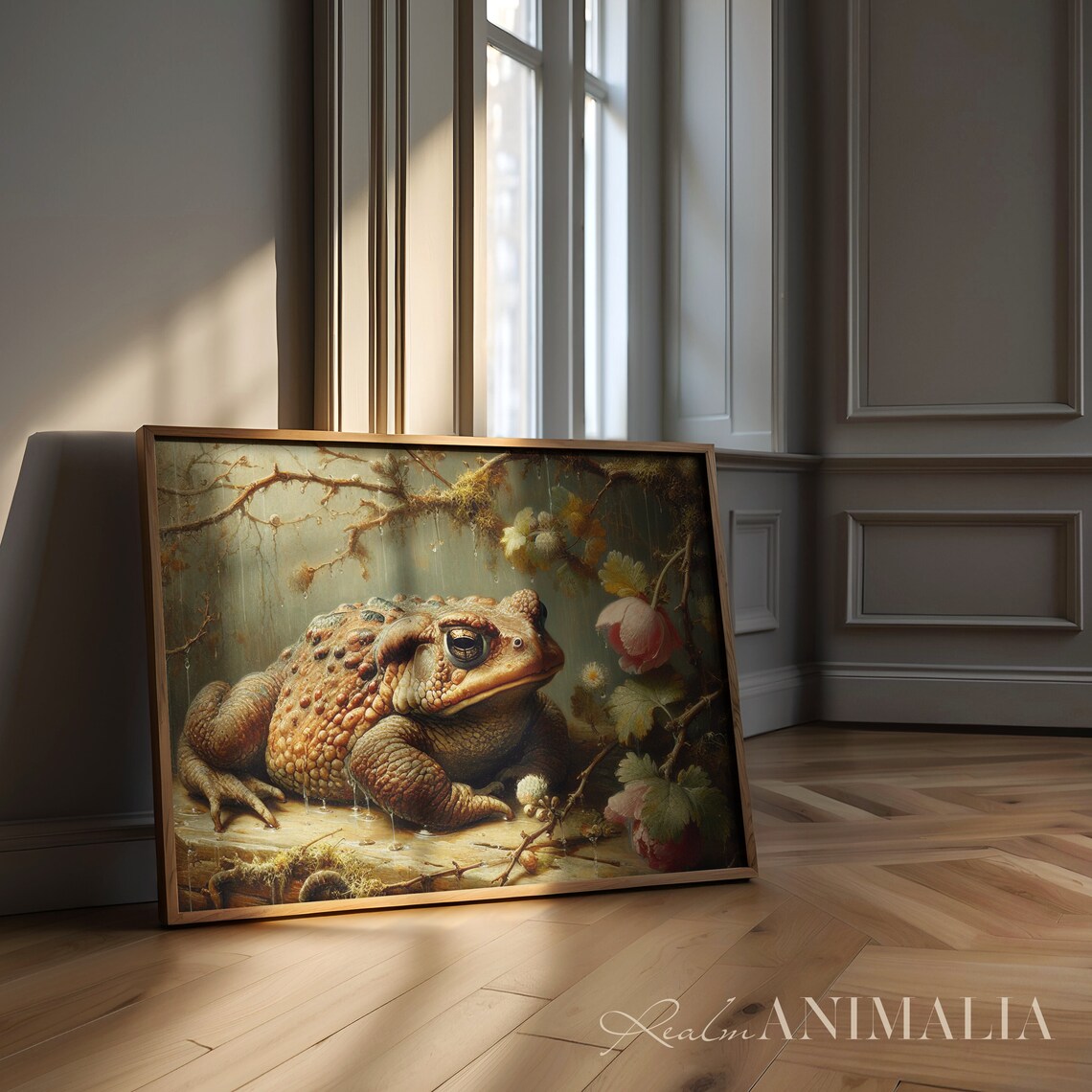 Toad In Rain Vintage Cottagecore Art Print - Image 3