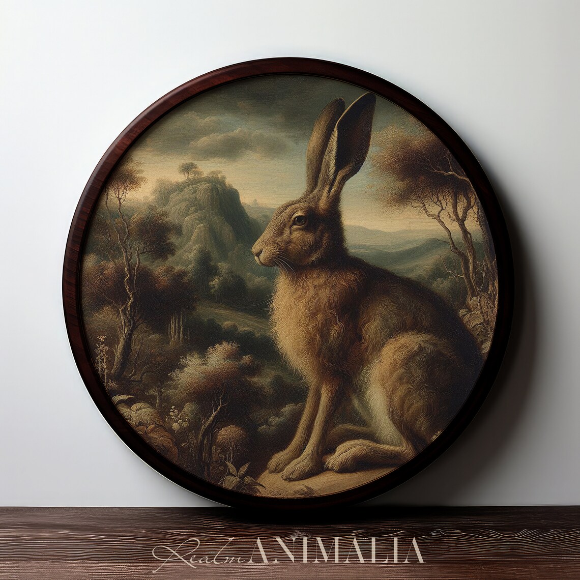 Autumn Rabbit Vintage Painting Square Antique Rabbit Wall Art Moody Fall Scenery Print Hare Fine Art Hr005 - Image 3