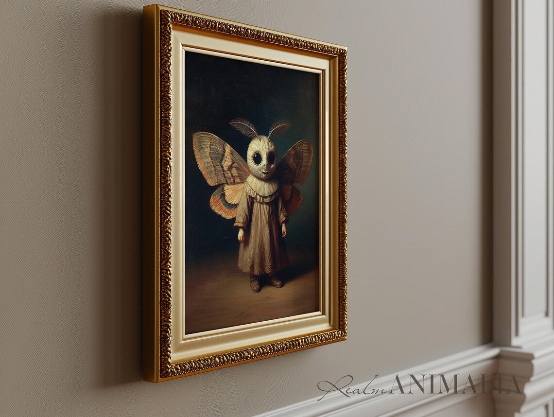 Child In Moth Costume Vintage Dark Whimsical Halloween Portrait Print - Image 2