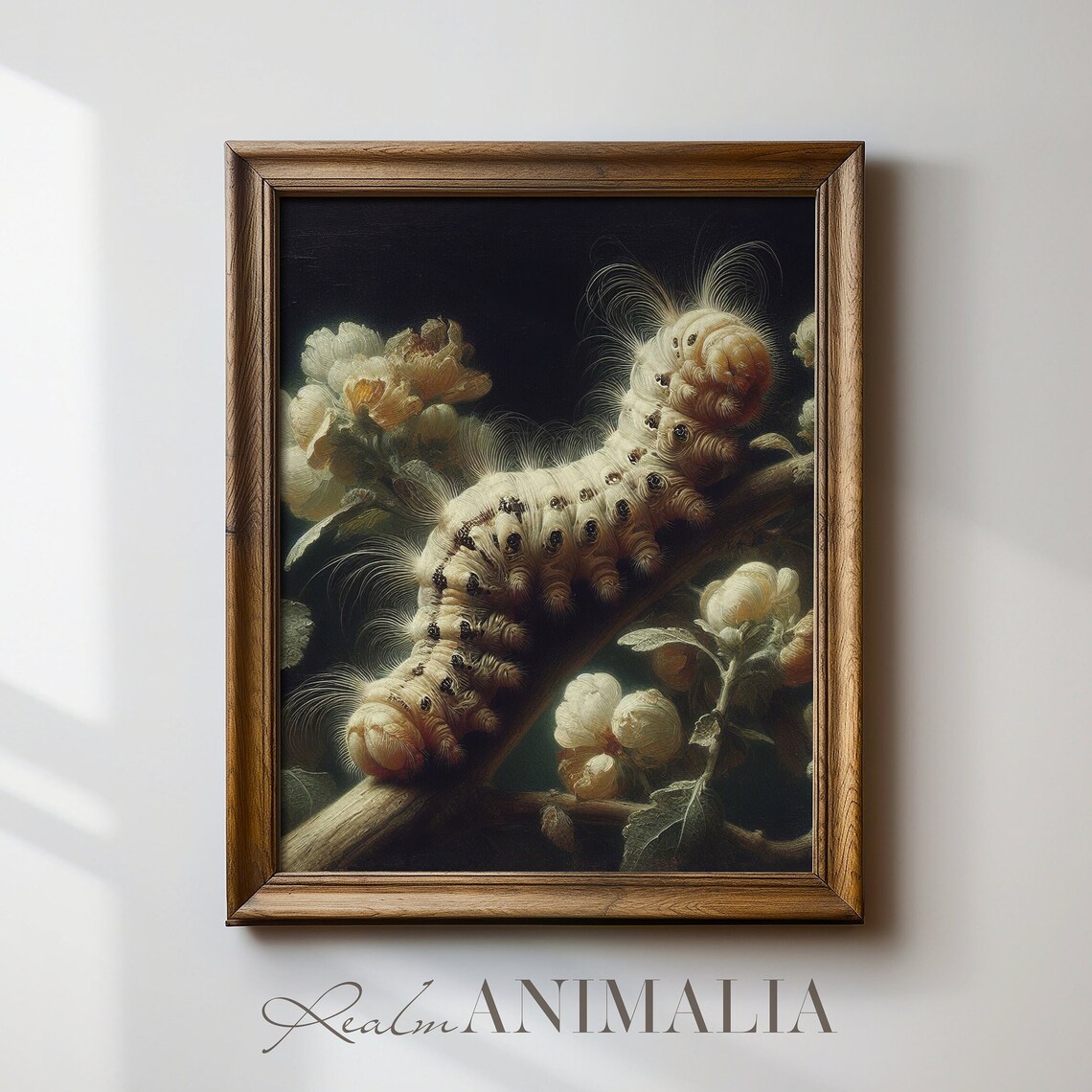 Vintage Caterpillar Print, Moody Botanical Insect Art - Image 4
