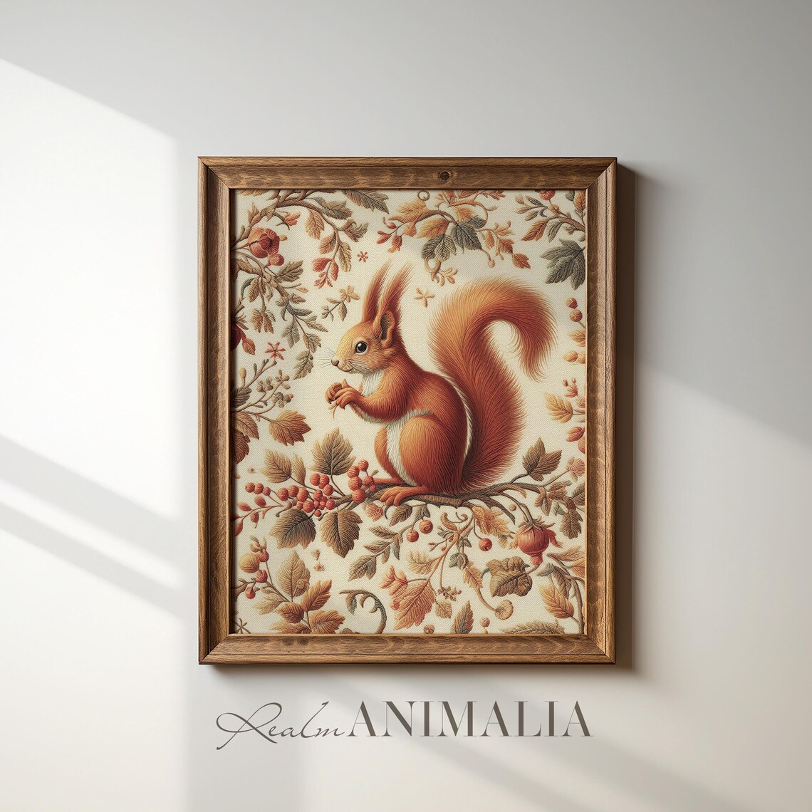 Fall Squirrel Textile Art Print, Vintage Wildlife - Image 4