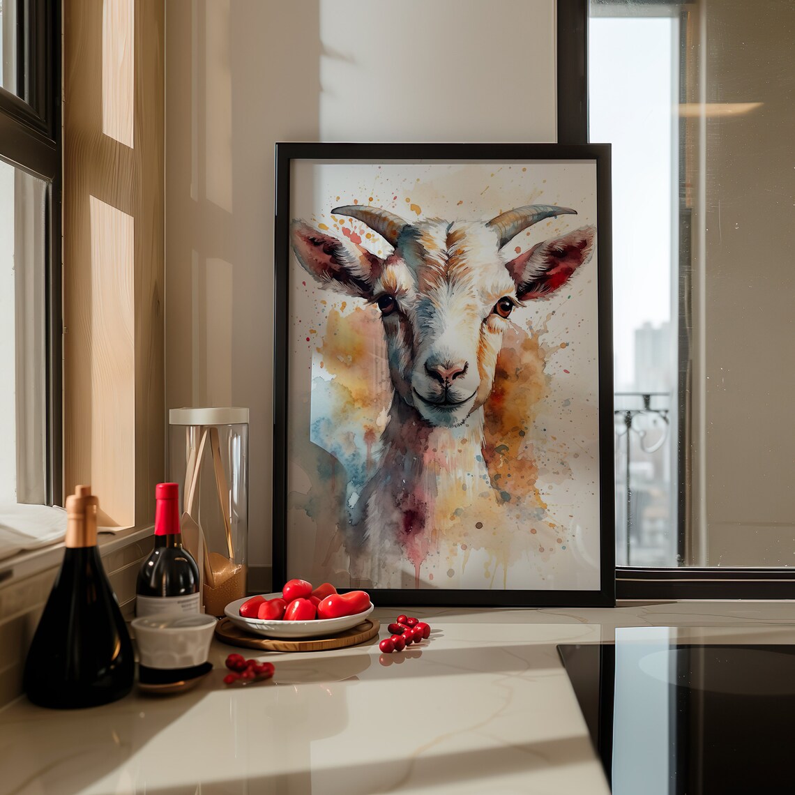 Baby Goat Painting Wall Art Poster Gift Watercolor Colorful Animal Painting Illustration Nature Wall Art Home Decor Print - Image 5