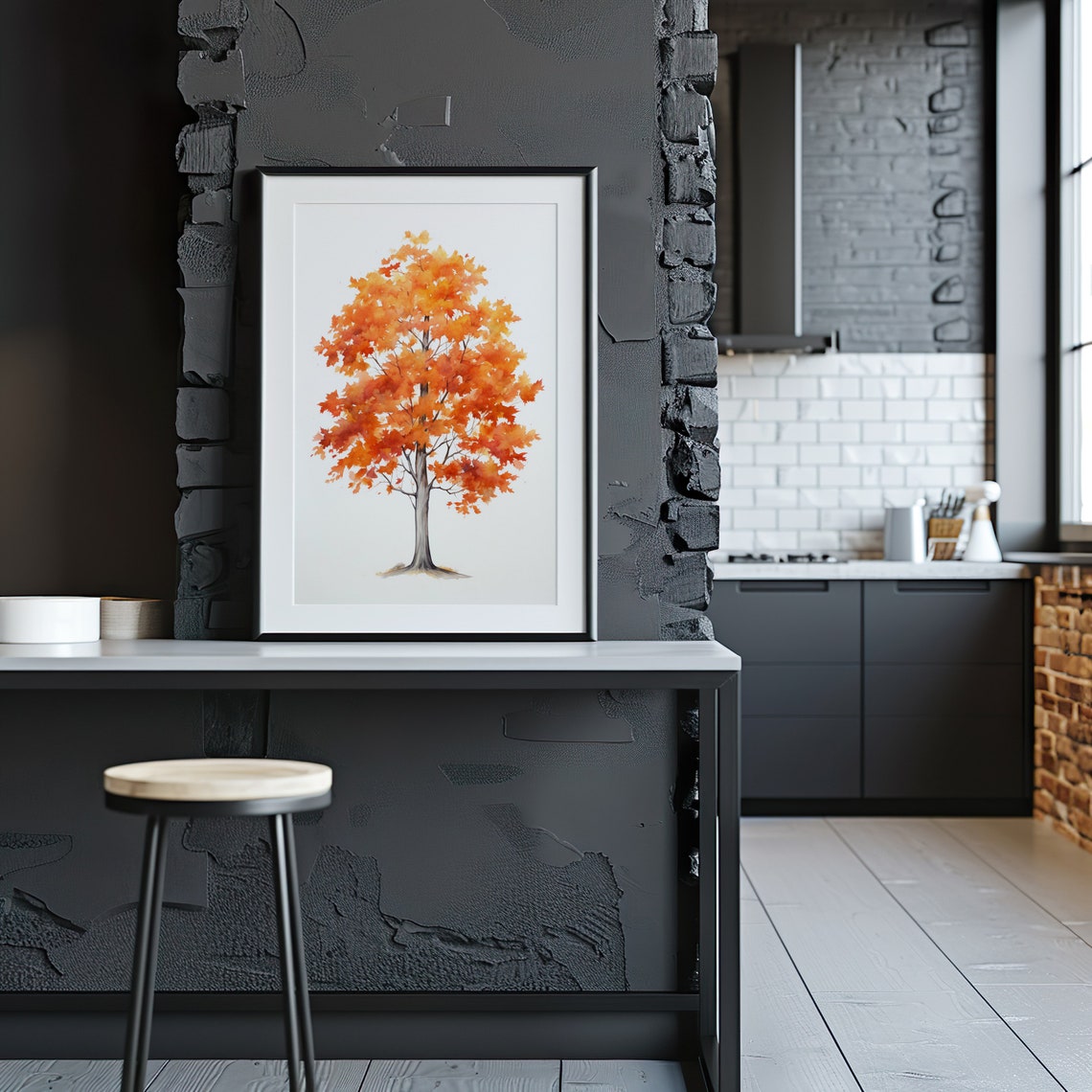 Autumn Maple Tree in Rich Fall Color Watercolor Tree Art Poster - Image 4