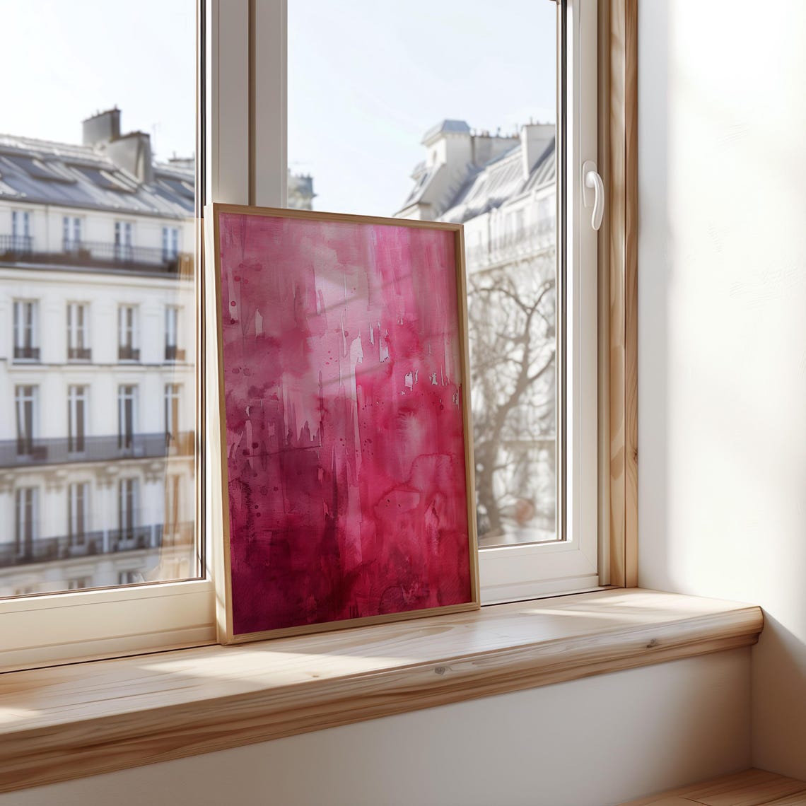 Pink Abstract Watercolor Modern Drips Textured Art Scene Poster - Image 5