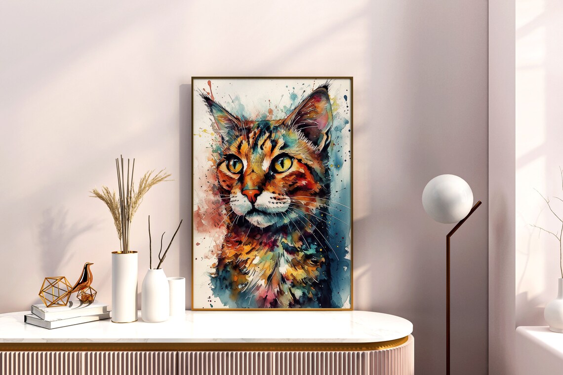 Orange Tabby Cat Watercolor Portrait Cute Feline Animal Art Poster - Image 5