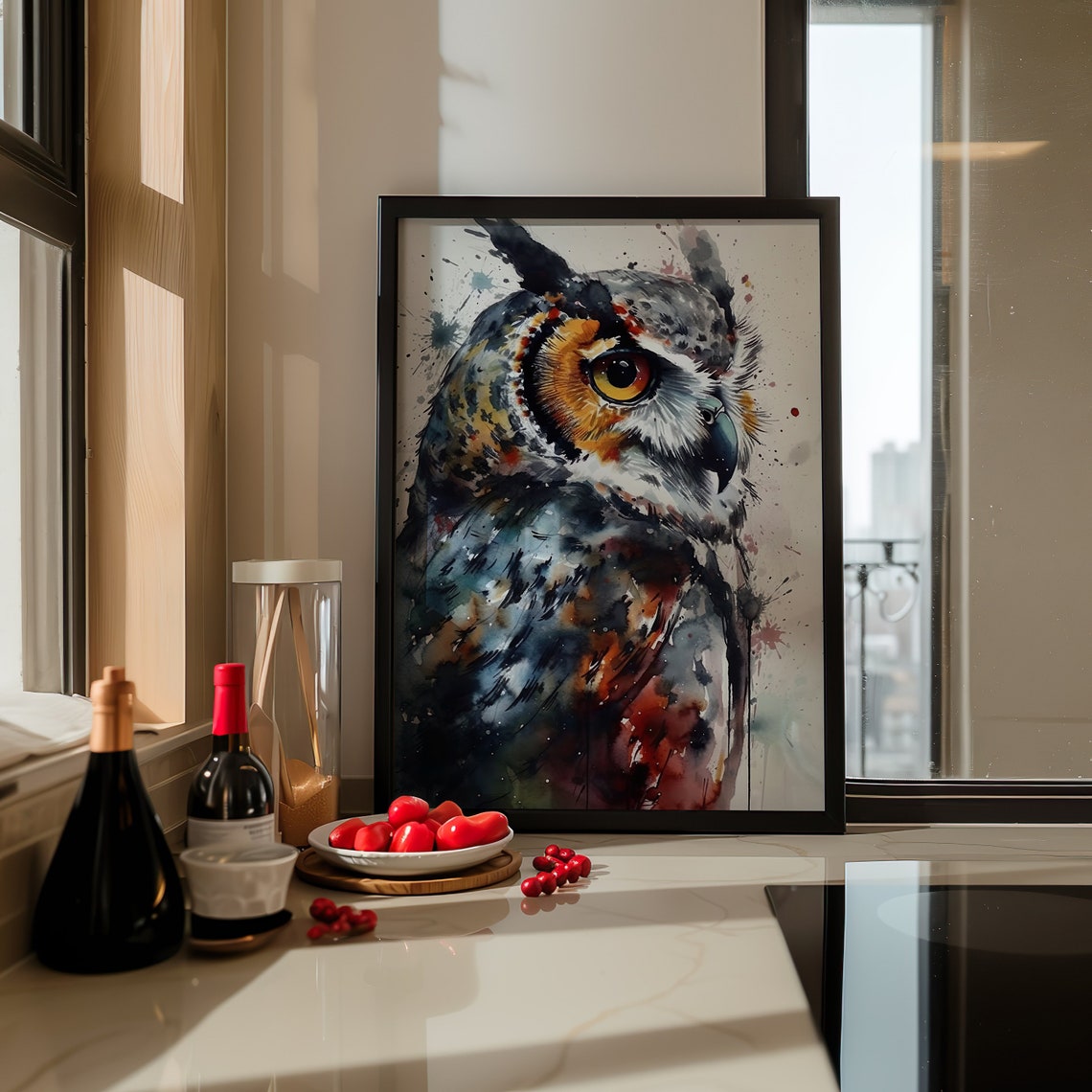 Owl Painting Wall Art Poster Gift Watercolor Colorful Animal Painting Illustration Nature Wall Art Home Decor Watercolor Print - Image 5