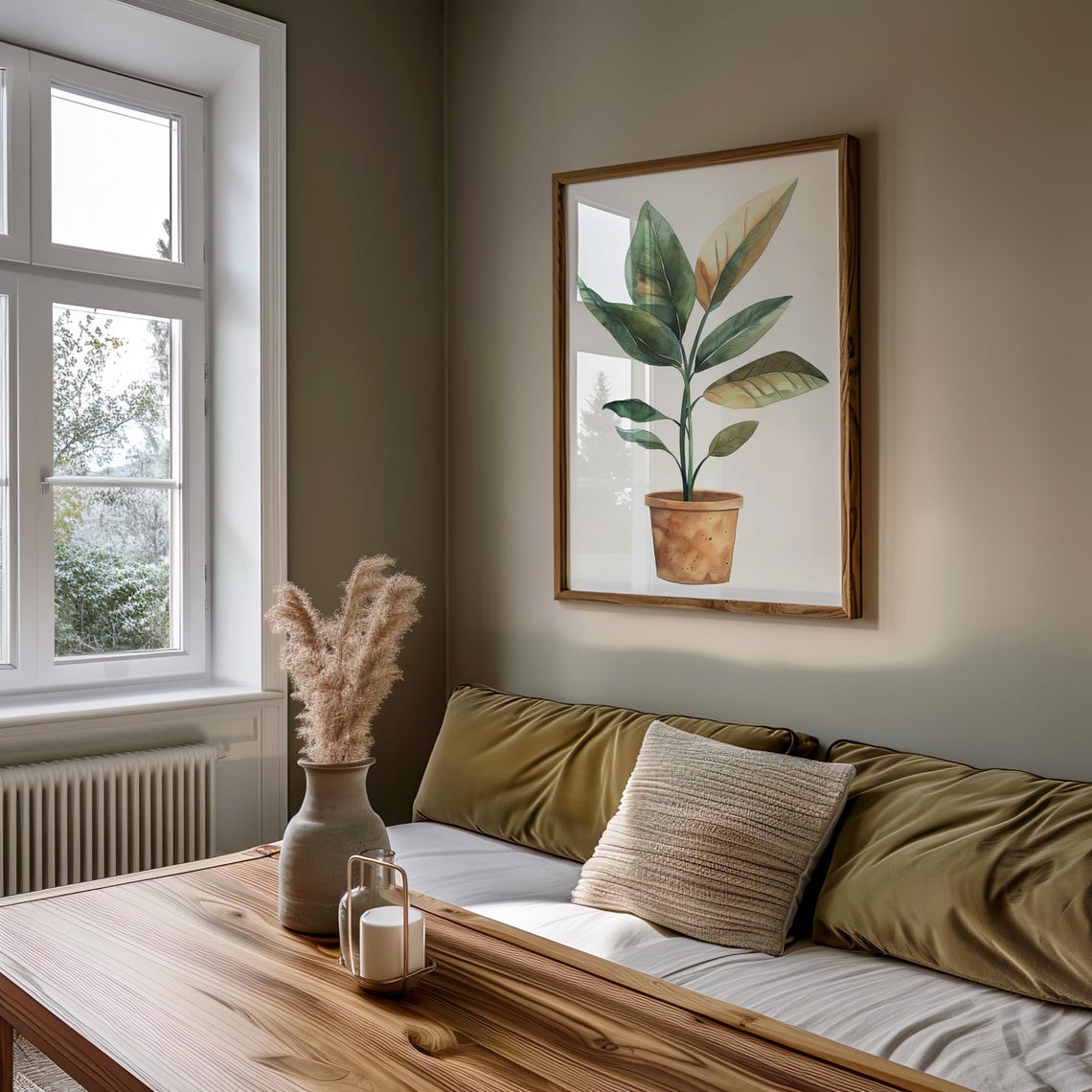Potted Plant Watercolor Terracotta Pot Botanical Leaf Art Poster - Image 5