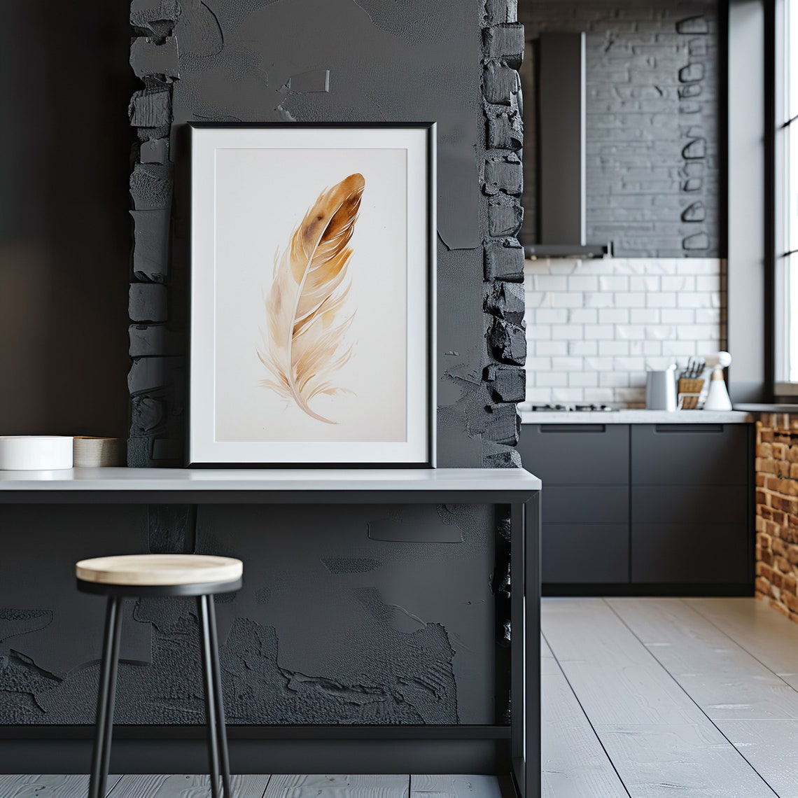 Beige Feather Watercolor Soft Minimalist Neutral Tone Art Poster - Image 3
