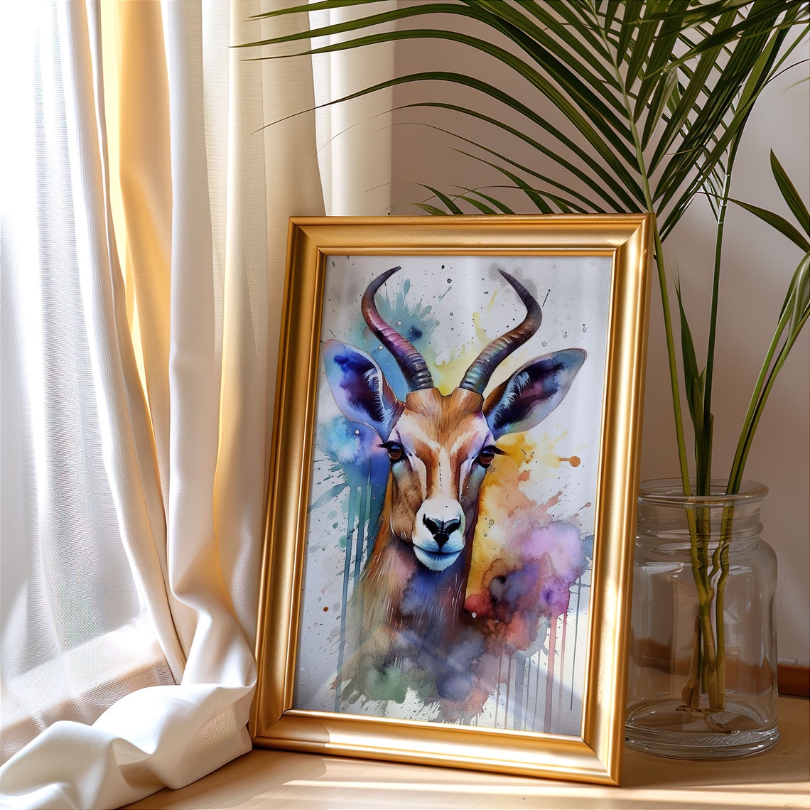 Impala Antelope Face Watercolor Splash African Wildlife Poster - Image 4