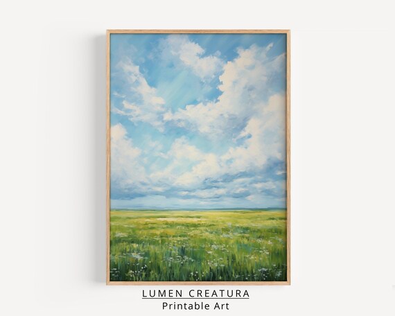 Cloudy Sky Vintage Landscape Art Print