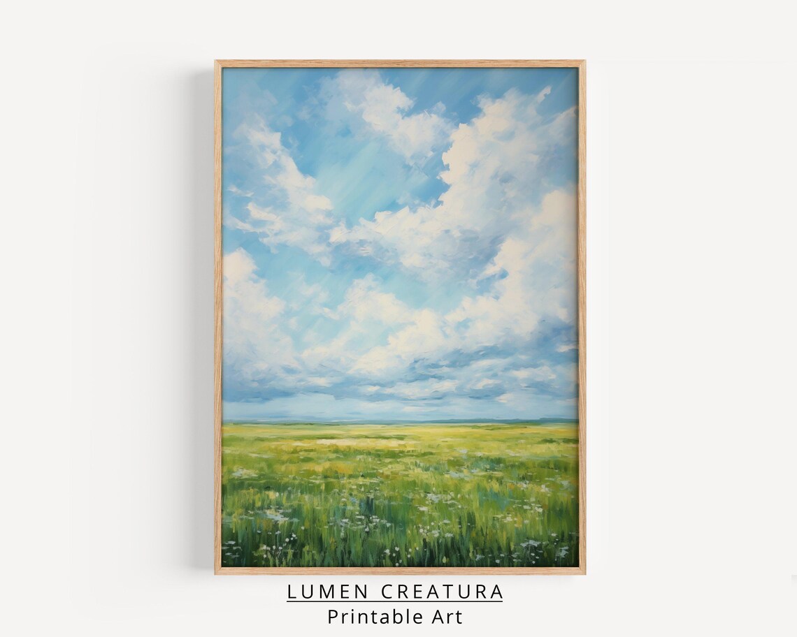 Cloudy Sky Vintage Landscape Art Print