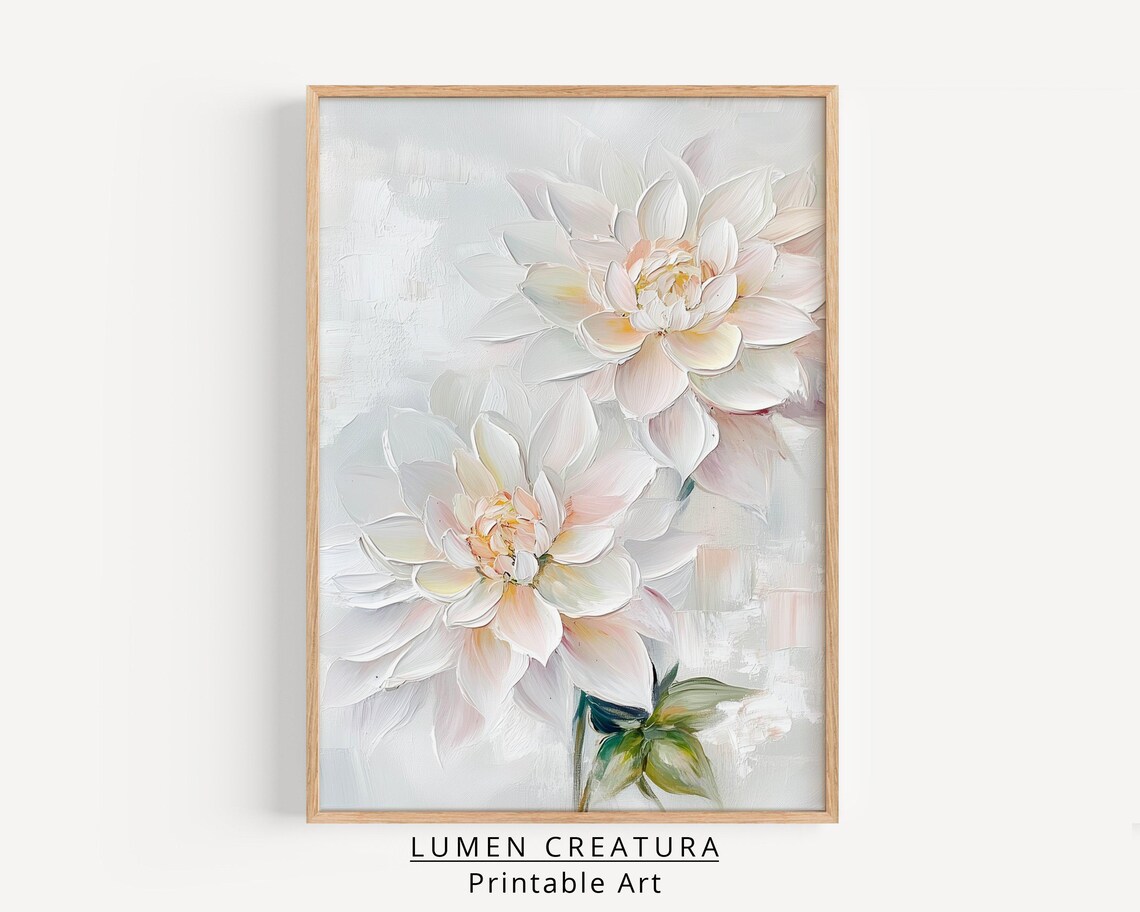 Dahlias Flower, Muted Vintage Botanical Art Print - Image 4