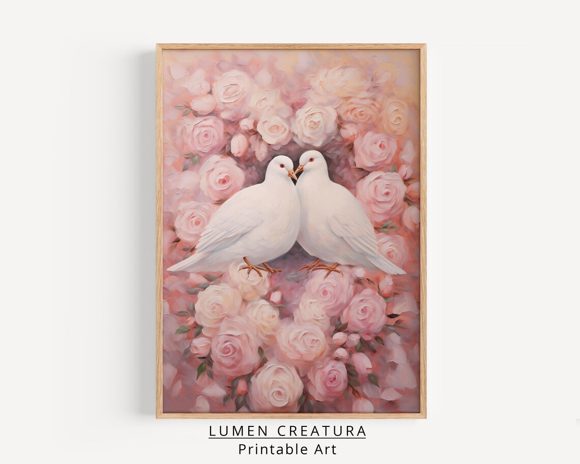 Cute Doves Valentine’s Day Romantic Decor Art
