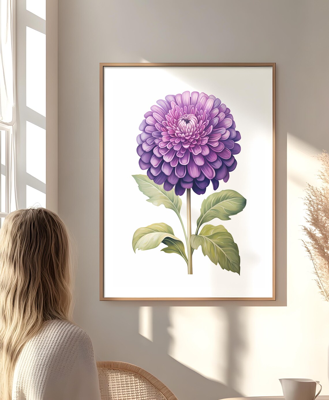 Vintage Purple Zinn, Antique Botanical Flower Print - Image 4