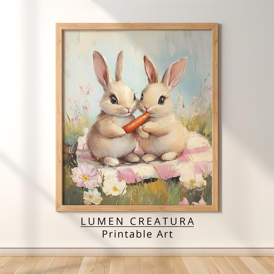 Easter Bunny Art Print, Neutral Spring Farmhouse - Image 3