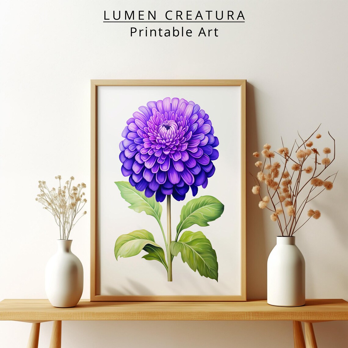 Vintage Purple Zinn, Antique Botanical Flower Print - Image 2