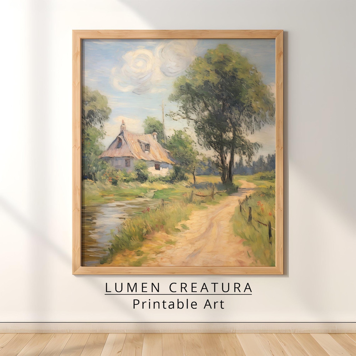 Cottage Landscape Painting, Vintage Wall Art - Image 2
