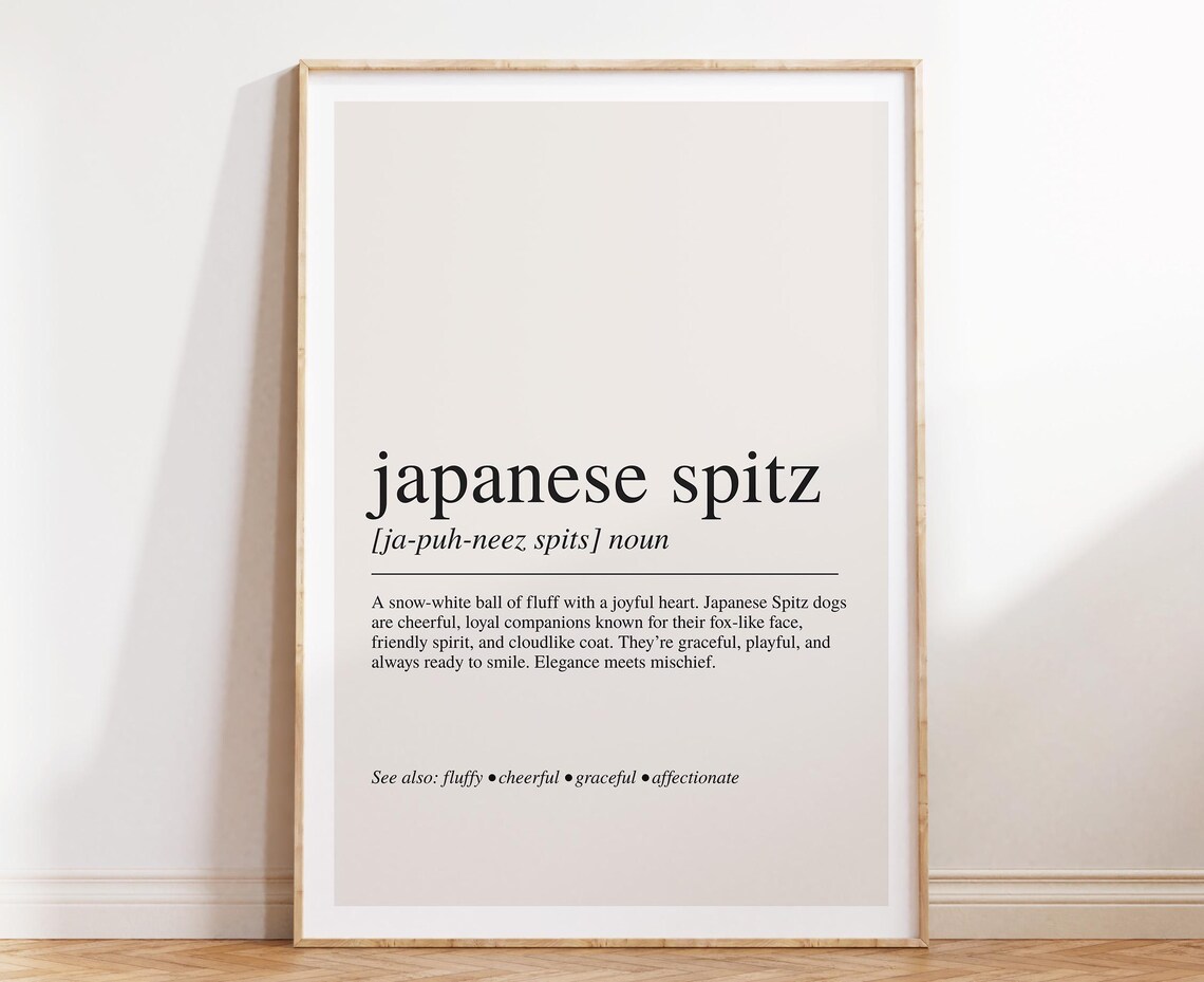 Japanese Spitz Definition Print, Modern Typography Poster