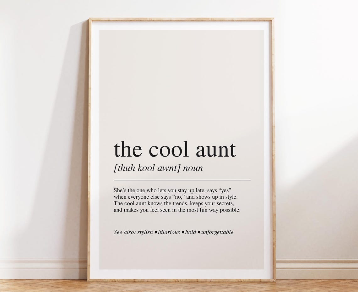 Cool Aunt Definition Noun Poster Funny Dictionary Quote Gift for Her