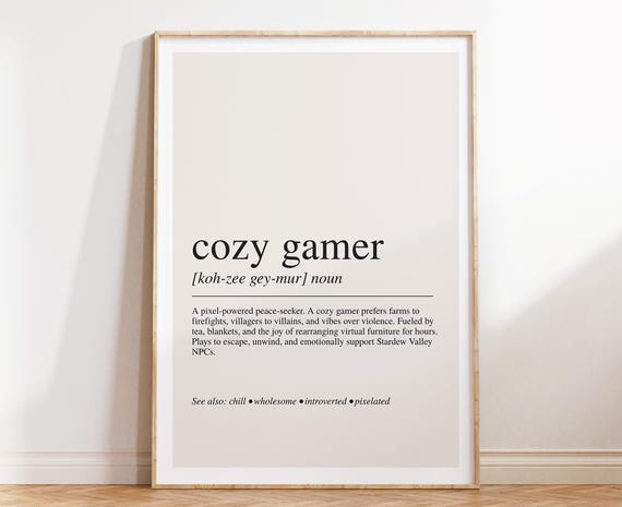 Cozy Gamer Definition, Gaming Wall Art Print