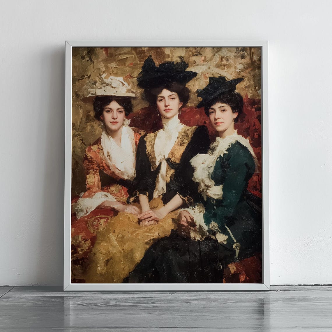Three Elegant Victorian Ladies Classic Portrait Oil Painting Art Print